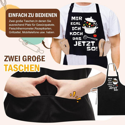 Kochschürze Baumwolle mit Taschen – Herren & Damen, Schwarz