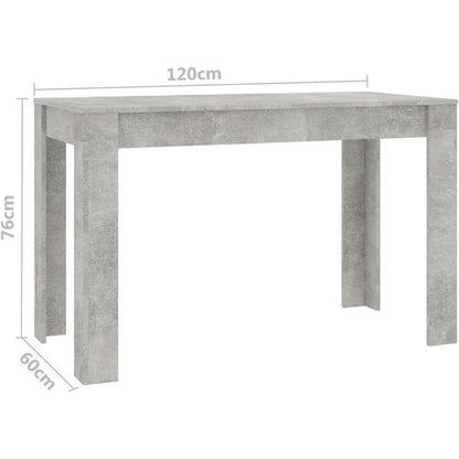 Minimalistischer Esszimmertisch 120x60 cm Betongrau