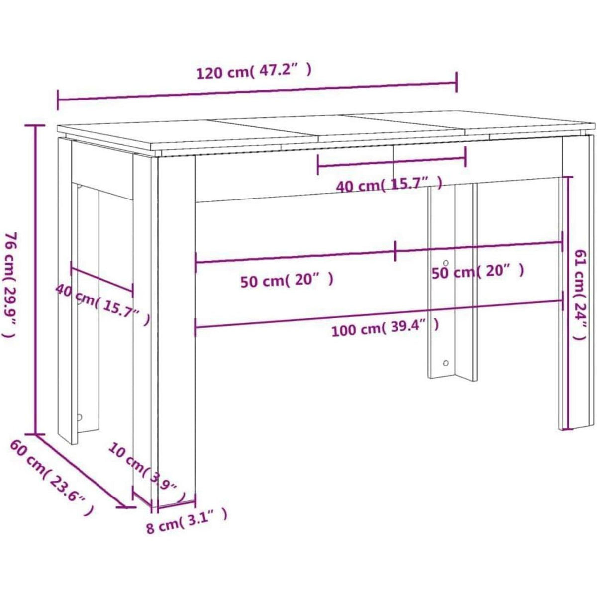 Esstisch Grau Sonoma 120x60 cm – Minimalistisch & Elegant