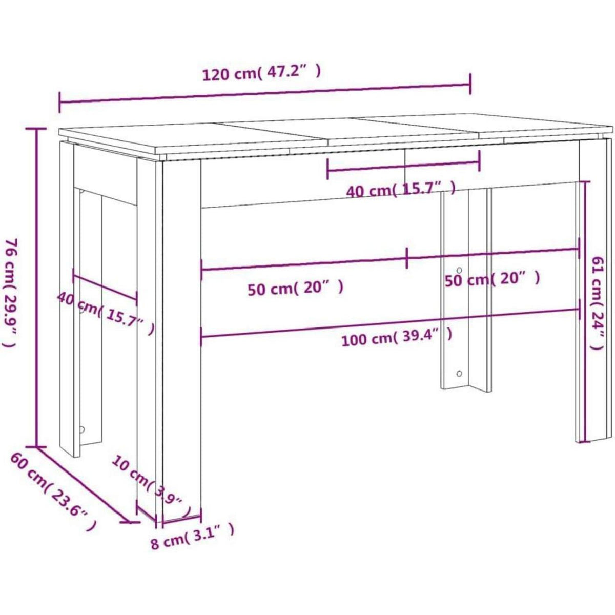 Esszimmertisch Sonoma Eiche 120x60 cm – Minimalistisch & Elegant