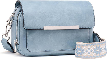 Umhängetasche Damen Vegan Leder Crossbody Schultertasche Verstellbarer