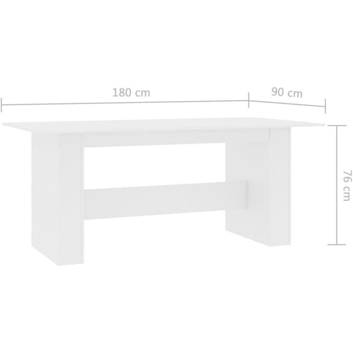 Rechteckiger Esstisch Weiß 180x90cm | Küchentisch Industrial Stil