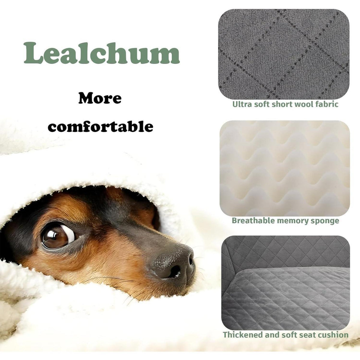 Hundeautositz Groß – Weiches Hundebett mit Memory Foam & Leinen