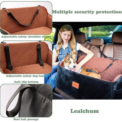Hundeautositz Groß – Weiches Hundebett mit Memory Foam & Leinen
