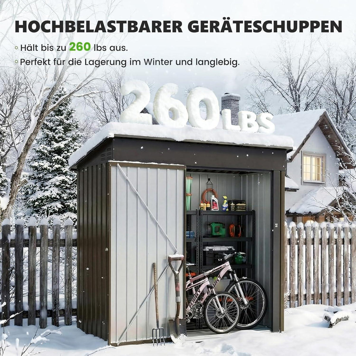 Metall Gartenhaus 1,5 m² Pultdach – Braun