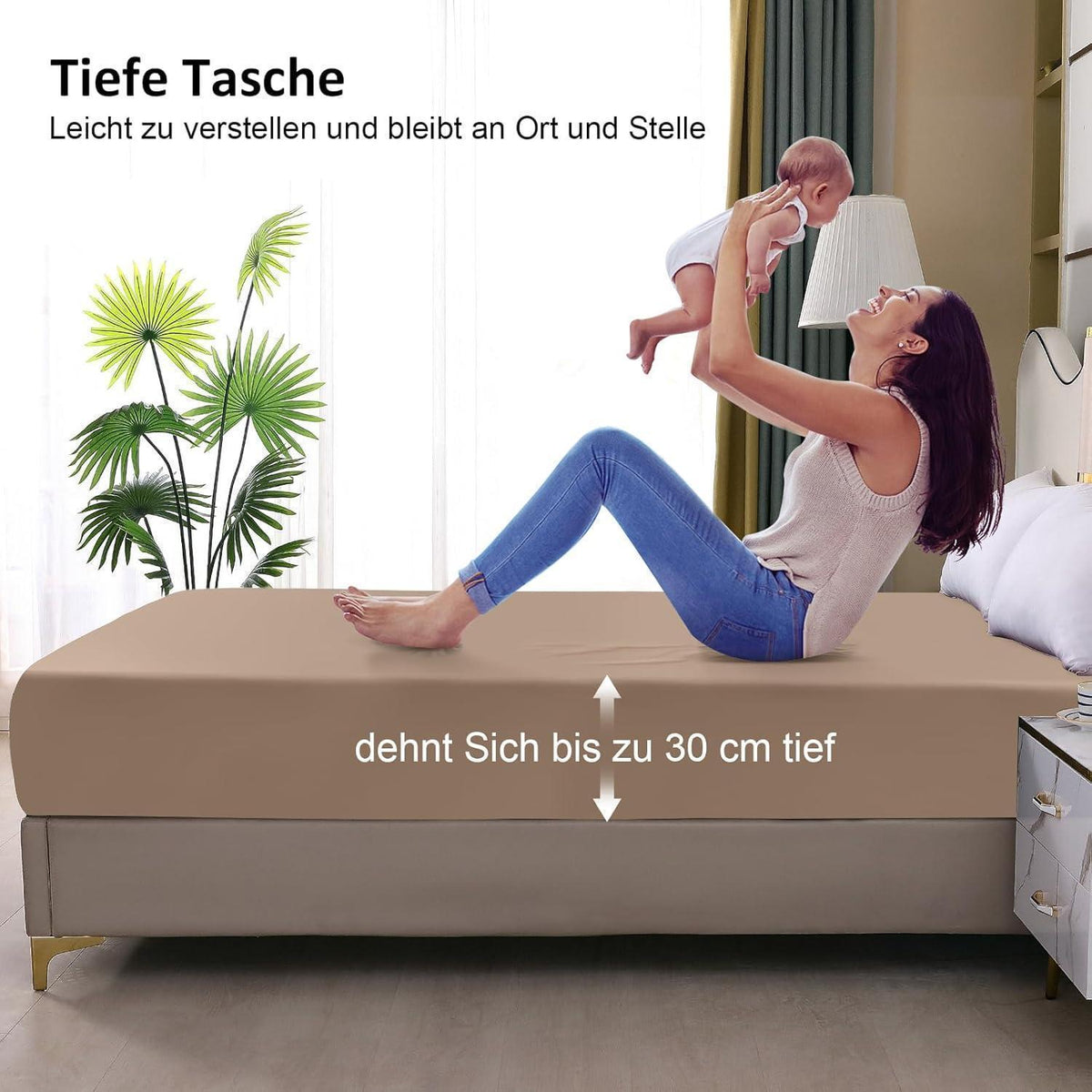 Wasserdichter Matratzenschoner 160x200cm Beige, Atmungsaktiv & Nässeschutz