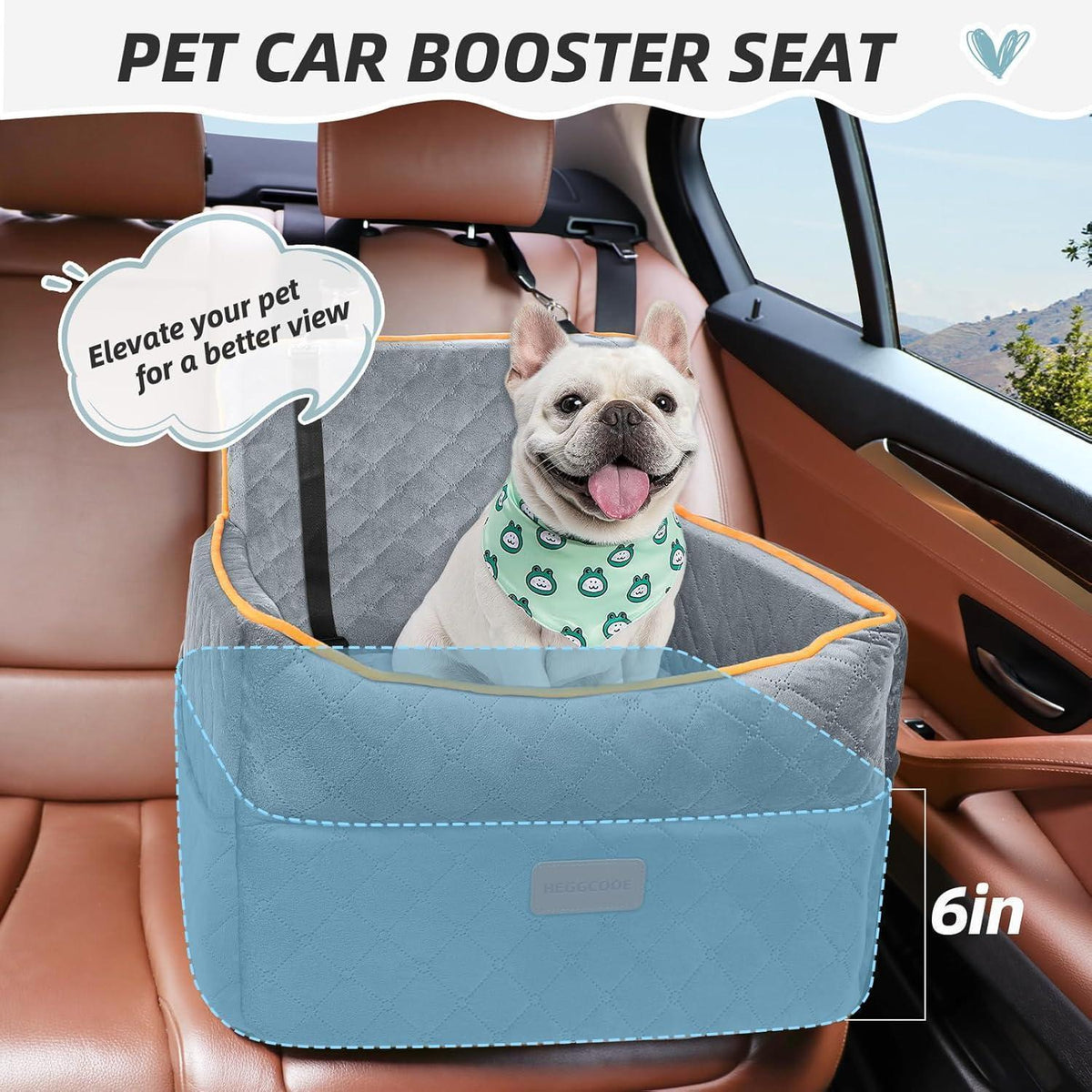 Hunde Autositz mit Leine & Taschen – Grau, Komfort & Sicherheit