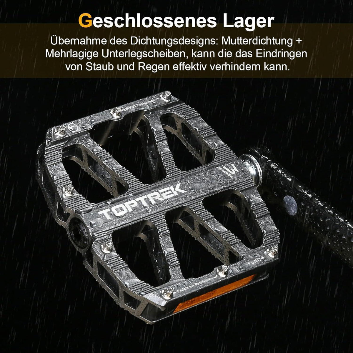 Fahrradpedale mit StVZO Reflektoren, CNC Aluminium, 3 Lager, Silber