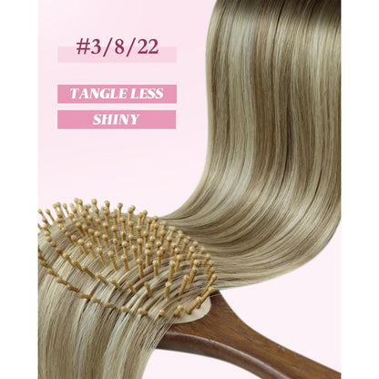 Echthaar Microring Extensions Braun Balayage Blond 55cm
