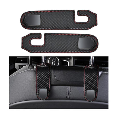2x Auto Haken für Handtasche & Kopfstütze –, Schwarz in Lederoptik