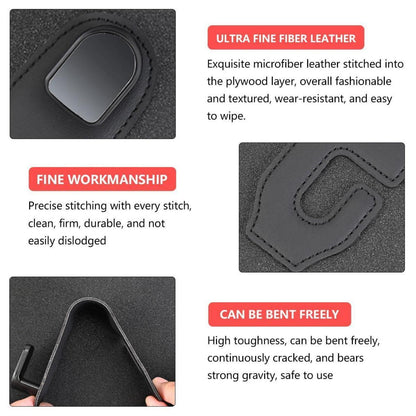 2x Auto Haken für Handtasche & Kopfstütze –, Schwarz in Lederoptik