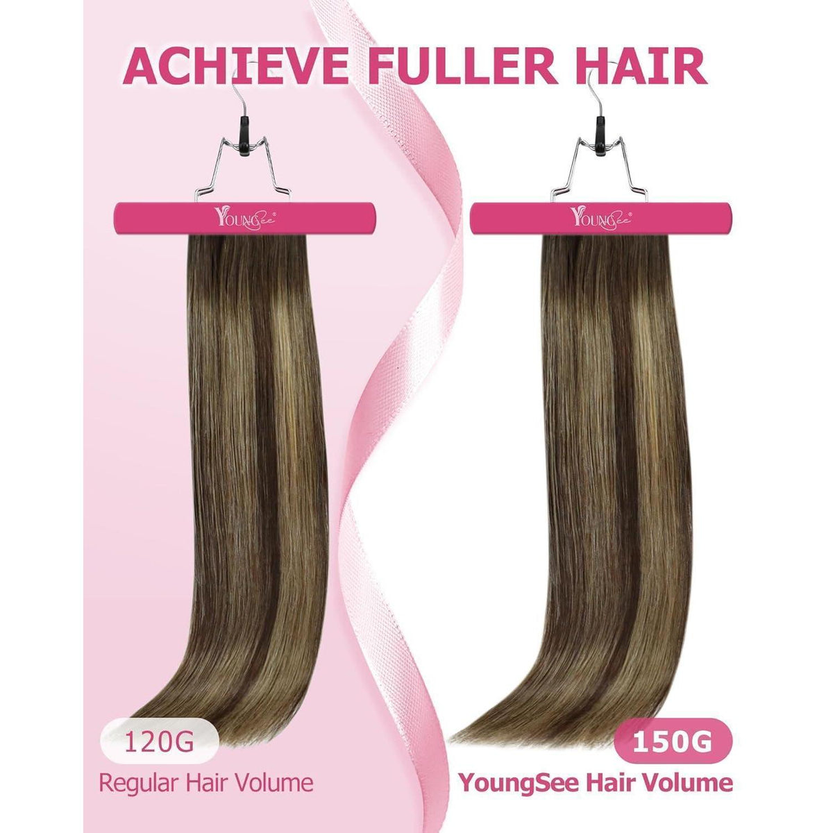 Clip-In Echthaar Extensions Ombre Dunkelbraun Karamellblond