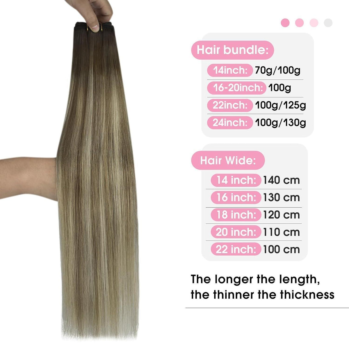 Echthaar Tressen Balayage Braun Ombre Blond 35cm