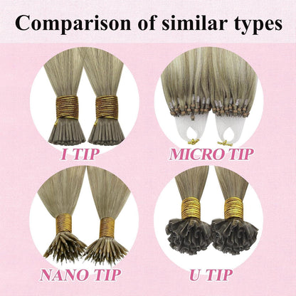 Echthaar Microring Extensions Ombre Aschblond Platinblond 60cm