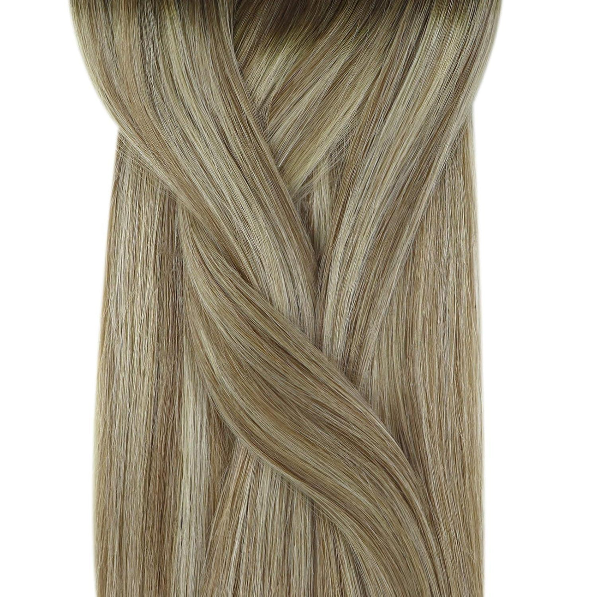 Echthaar Microring Extensions Braun Balayage Blond 50cm
