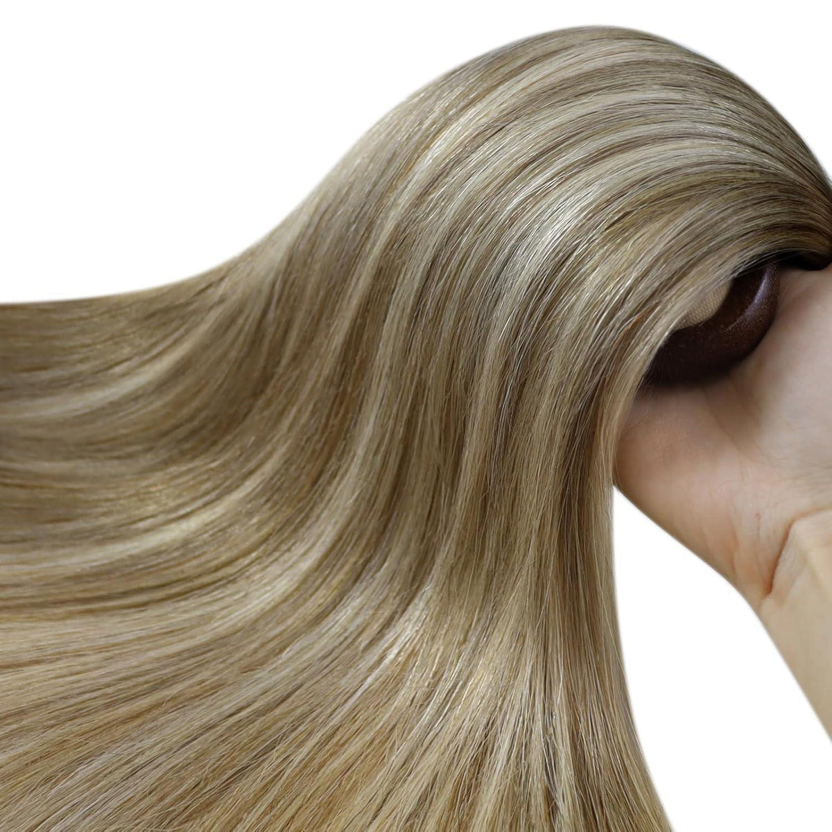 Echthaar Microring Extensions Braun Balayage Blond 50cm