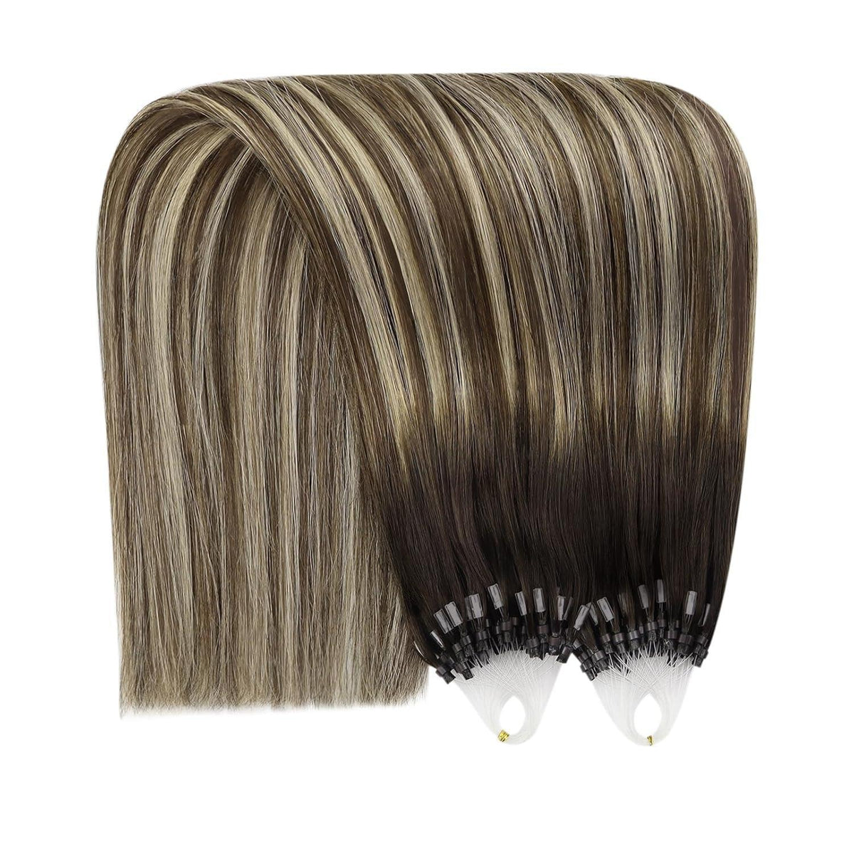 Microring Extensions Ombre Braun Blond 55cm Echthaar