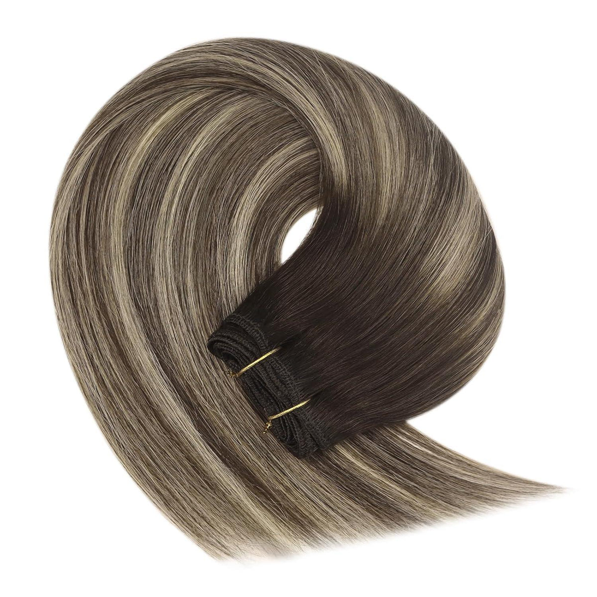Echthaar Tressen Ombre Braun Aschblond 50cm Remy