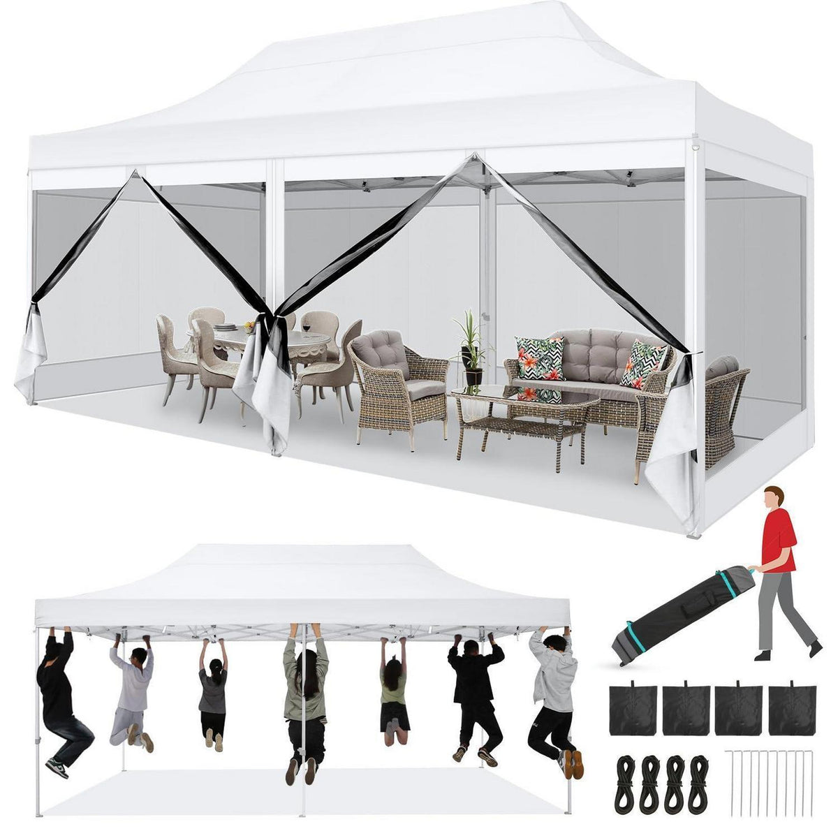 Faltpavillon 3x6m – Wasserdicht, Stabil & Mit Seitenwänden