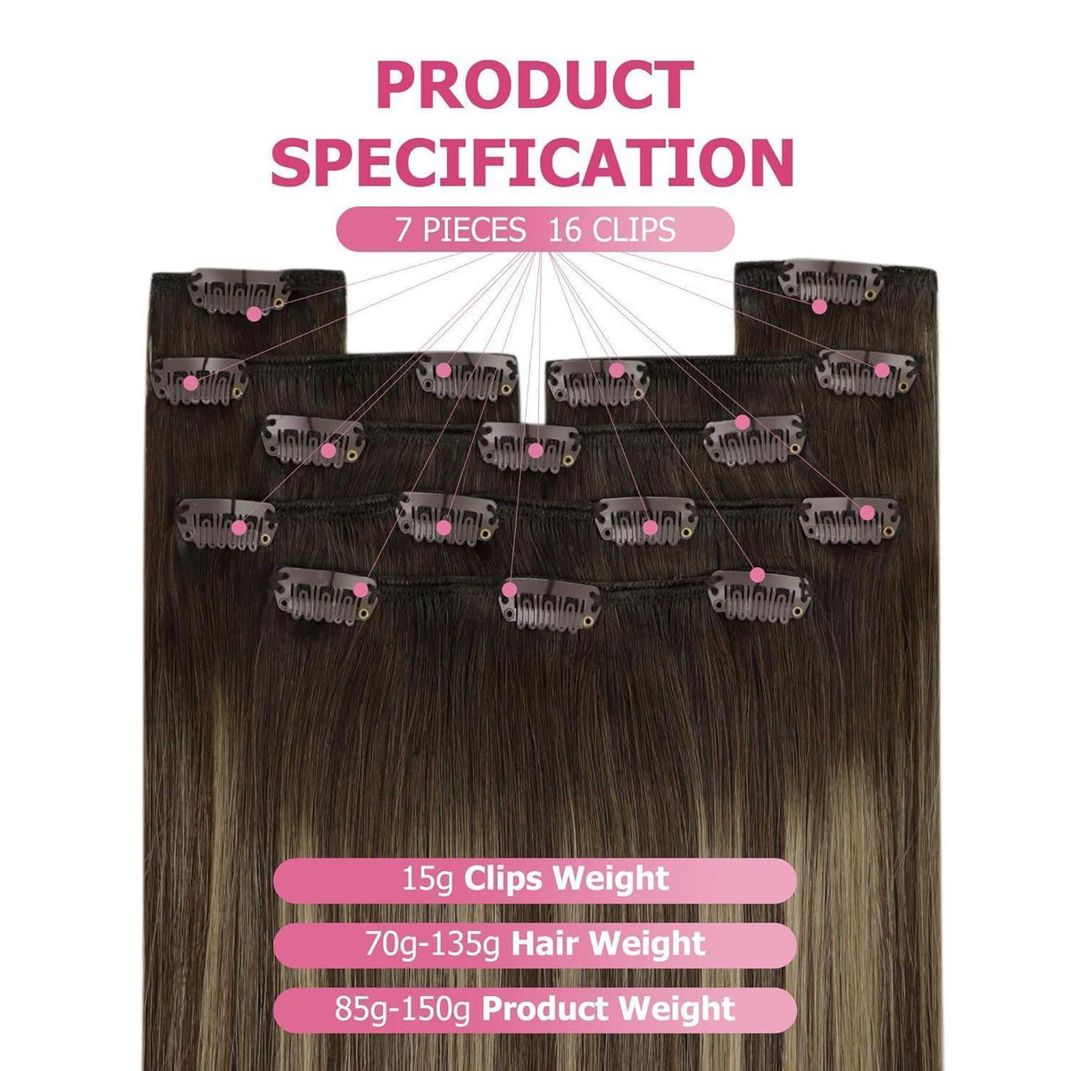 Clip-in Echthaar Extensions Ombre Blond Braun 45cm