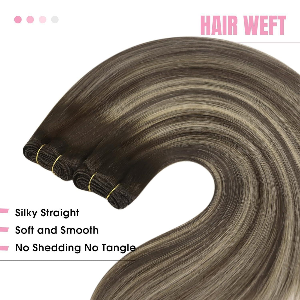 Echthaar Tressen Ombre Braun Aschblond 45cm Weft Extensions
