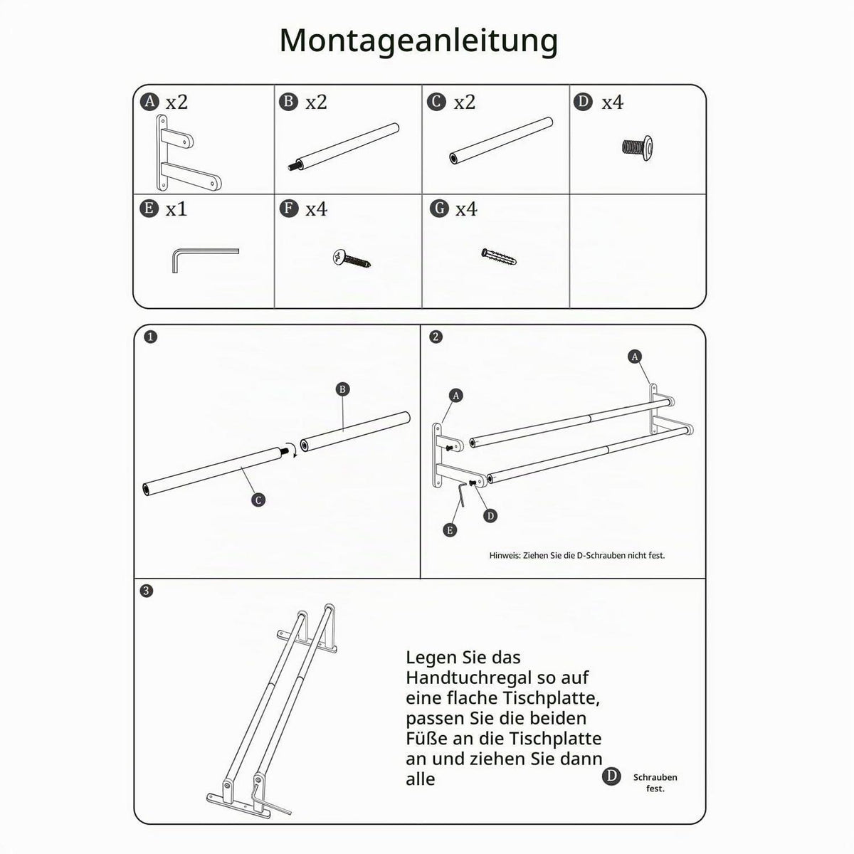 Edelstahl Handtuchhalter Wand 60cm – Gebürstetes Nickel