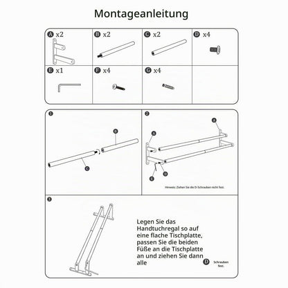 Edelstahl Handtuchhalter Wand 60cm – Gebürstetes Nickel