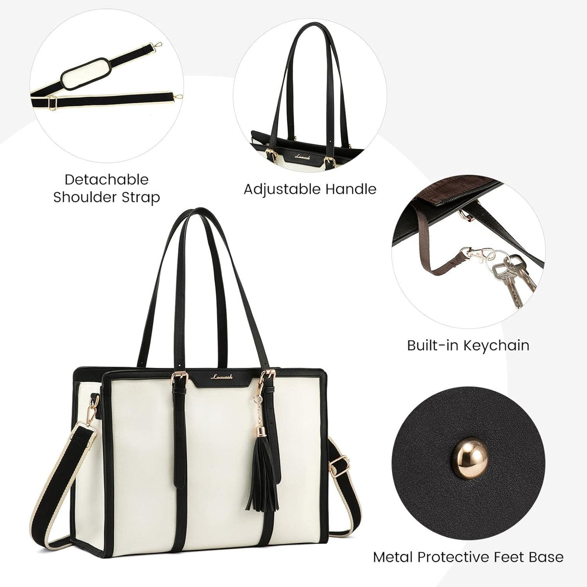 Damen Laptop Handtasche 15,6 Zoll Canvas Schultertasche Aktentasche