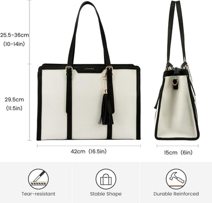 Laptop Handtasche Damen 15,6 Zoll Canvas Shopper Tote Schultertasche