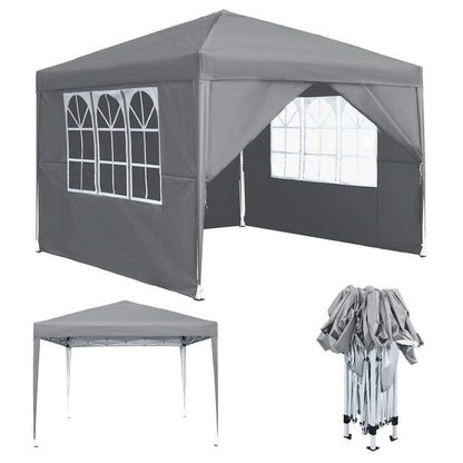 3x3m Faltpavillon wasserdicht mit Seitenteilen & Fenstern