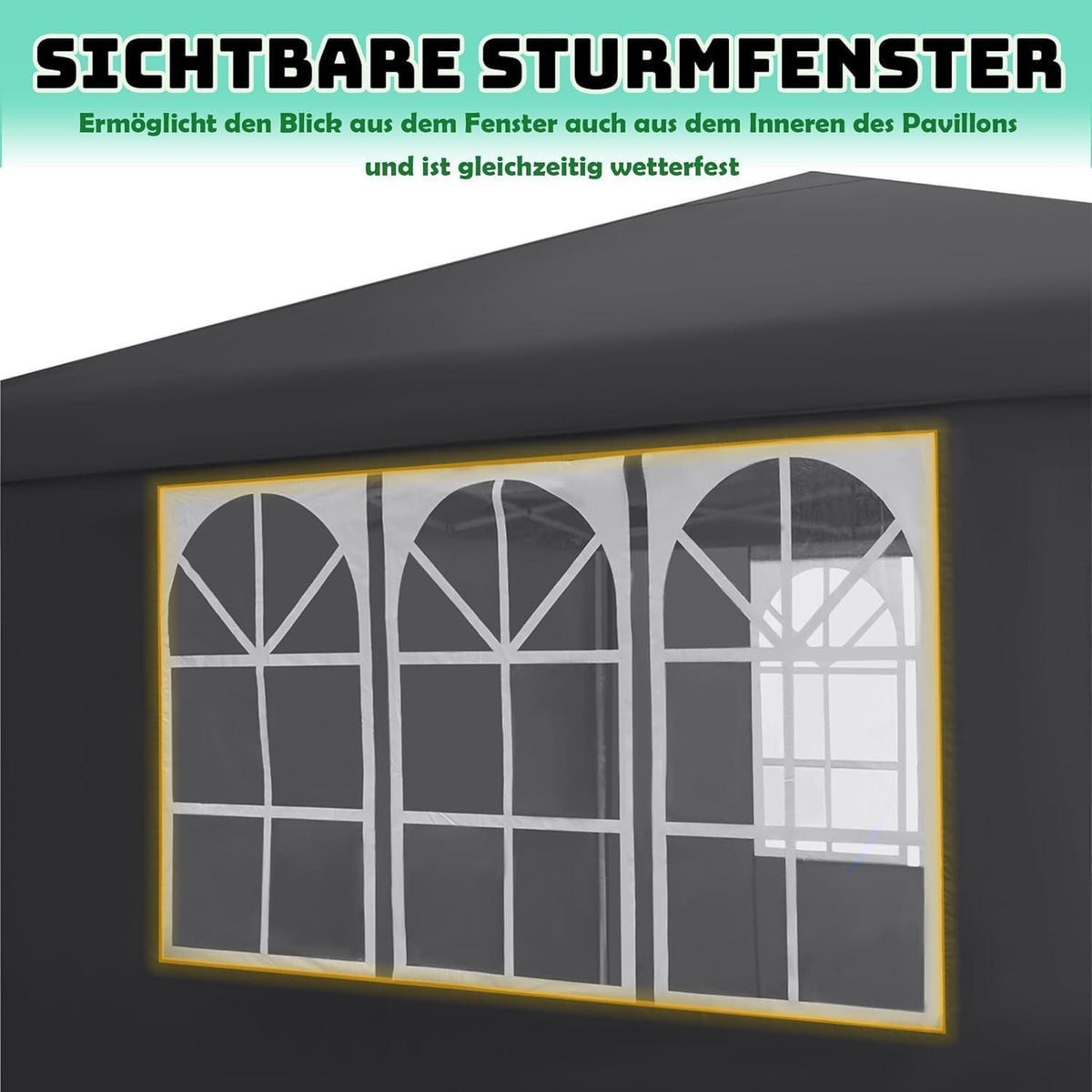 3x3m Faltpavillon wasserdicht mit 4 Seitenteilen & Fenstern