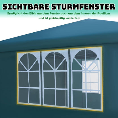 3x3m Faltpavillon wasserdicht mit Seitenteilen & Fenstern