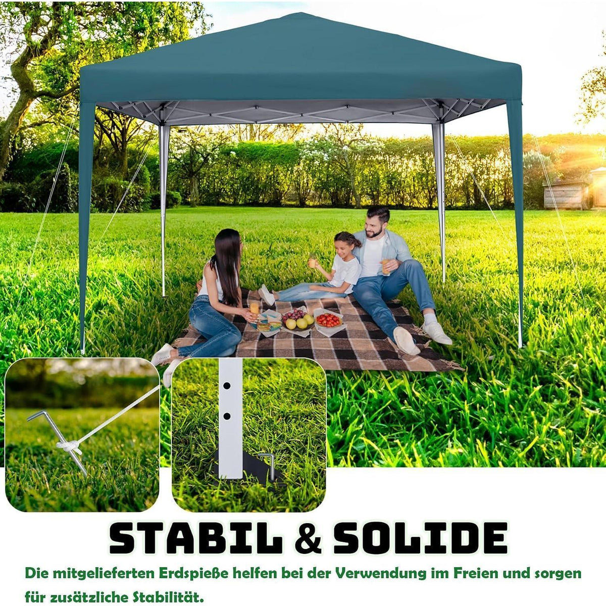 3x3m Faltpavillon wasserdicht mit Seitenteilen & Fenstern