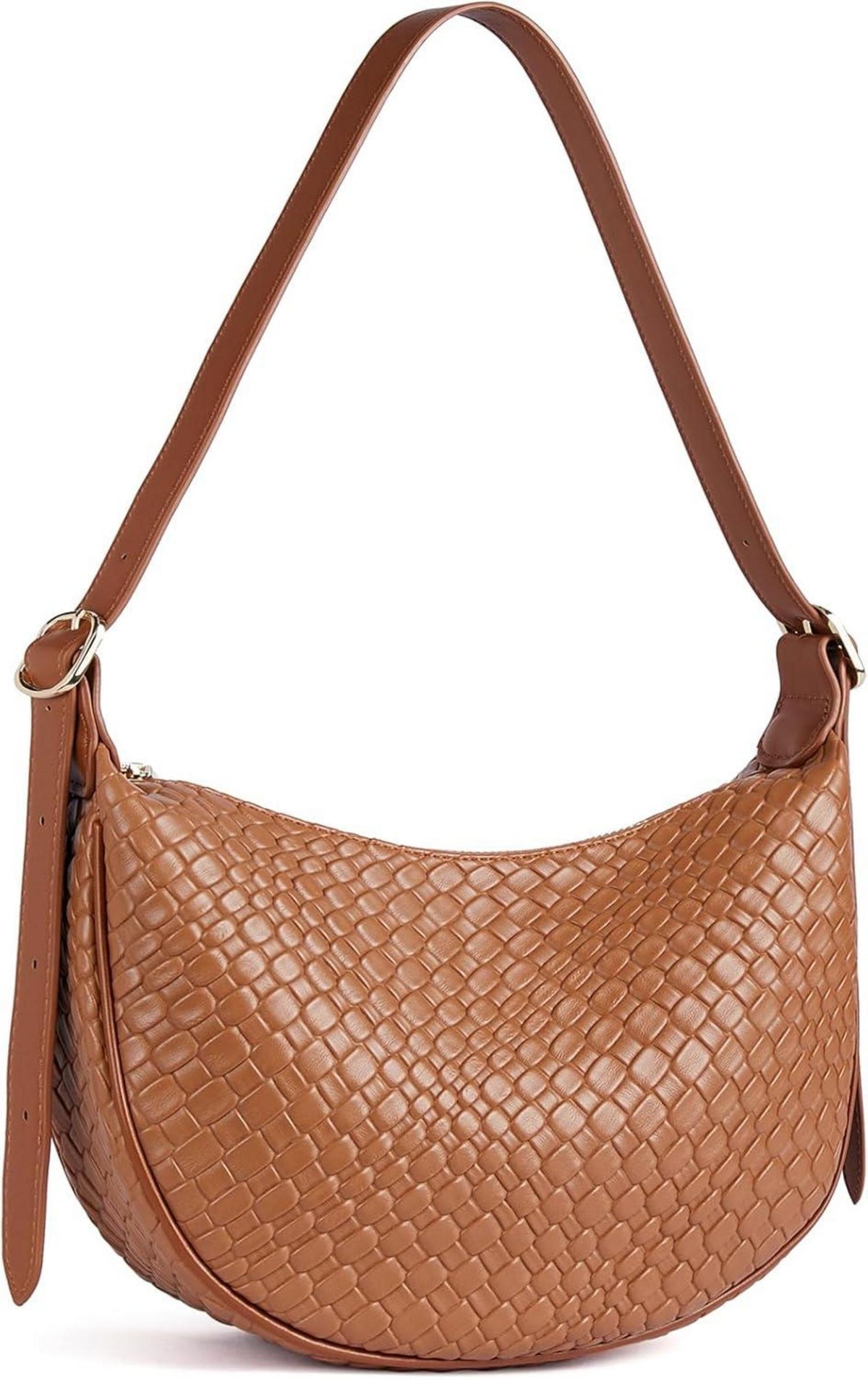 Gewebte Damen Umhängetasche Retro Stil Vegan Leder Braun