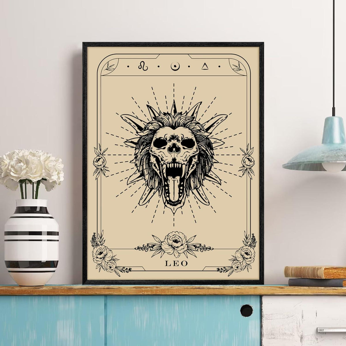 MHARTK66 Konstellation Leinwand Bild Löwe Tarot Schwarz