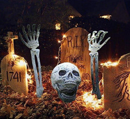 Halloween Deko Skelett Outdoor Garten Gruselig Totenkopf Set Gartendeko