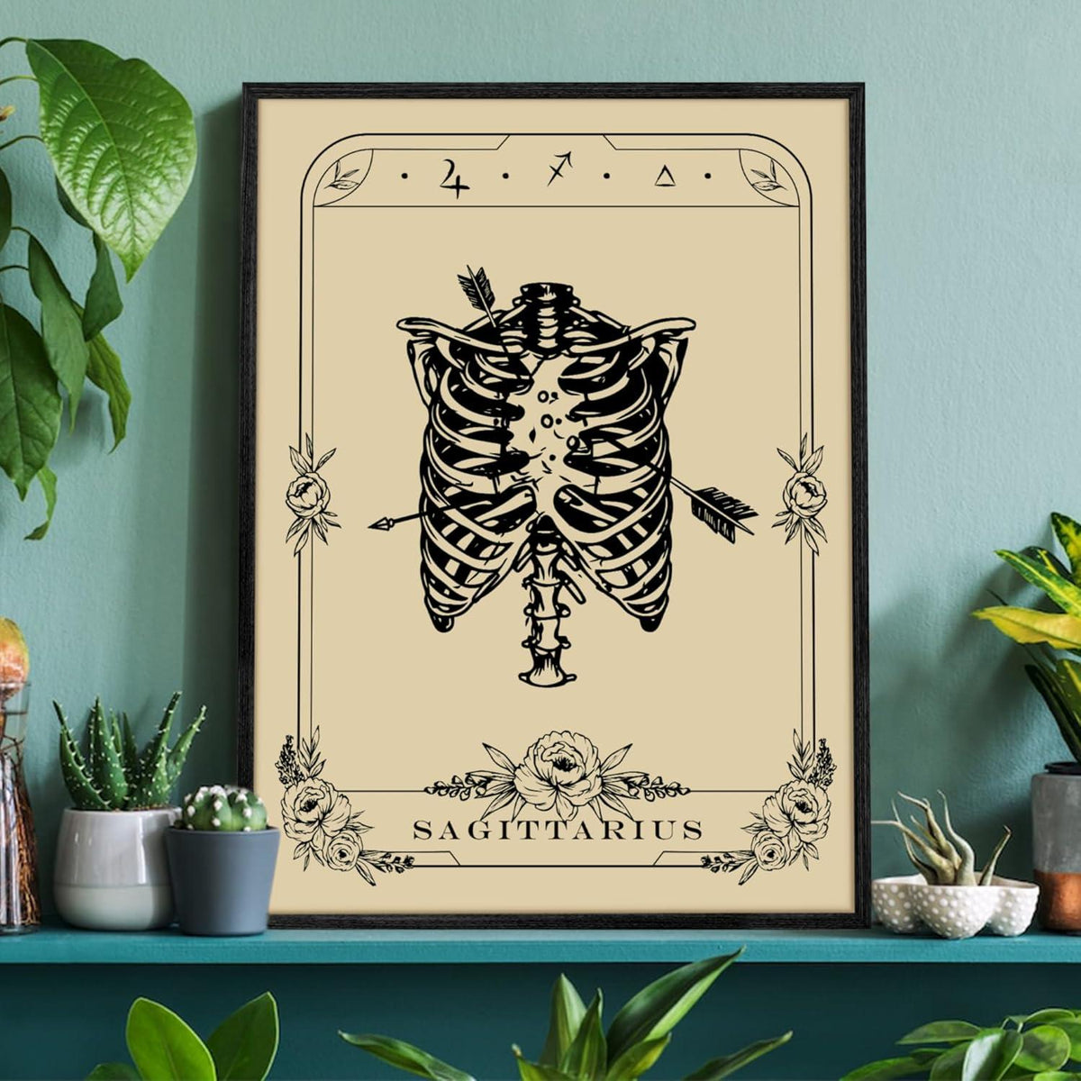 Schütze Tarot Leinwand Bilder Schwarz-Rahmen 40x60 cm