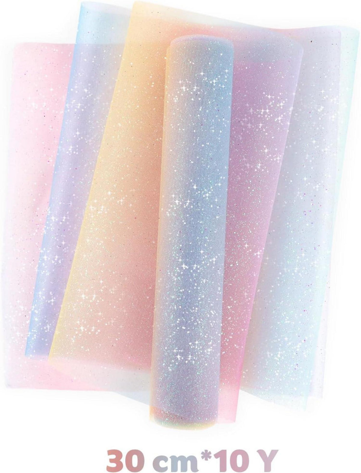 BETESSIN Tischläufer Regenbogen Glitzer 30cm x 9m DIY