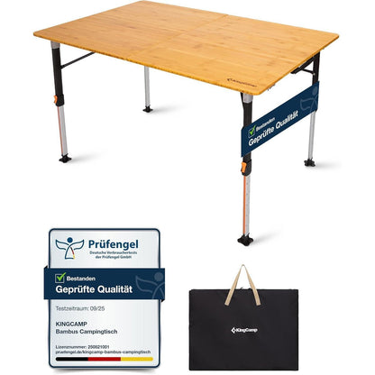 Höhenverstellbarer Bambus Campingtisch klappbar 120x80cm