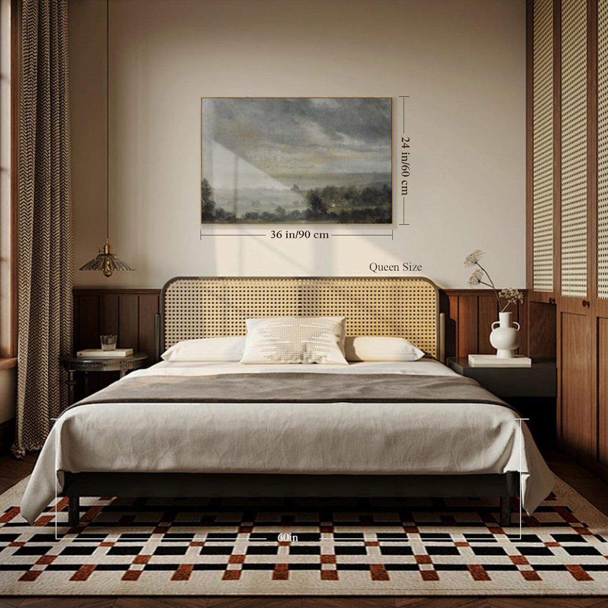 Vintage Leinwandbild mit Holzrahmen, 60x90 cm Naturlandschaft