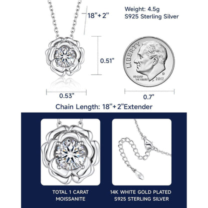 Halskette Herz Moissanite 1 Karat Silber 925 Rosegold Geschenk für Frauen