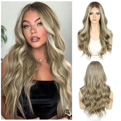 Braune Körperwellen Lace Front Perücke 22 Zoll Synthetisch