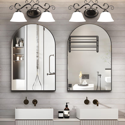 Gewölbter Wandspiegel 60x90cm mit Metallrahmen – 2er Set Schwarz
