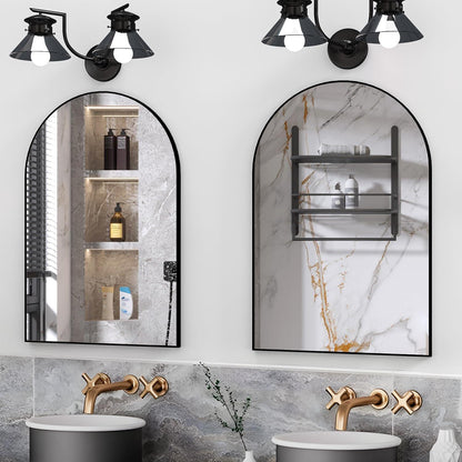 Gewölbter Wandspiegel 60x90cm mit Metallrahmen – 2er Set Schwarz