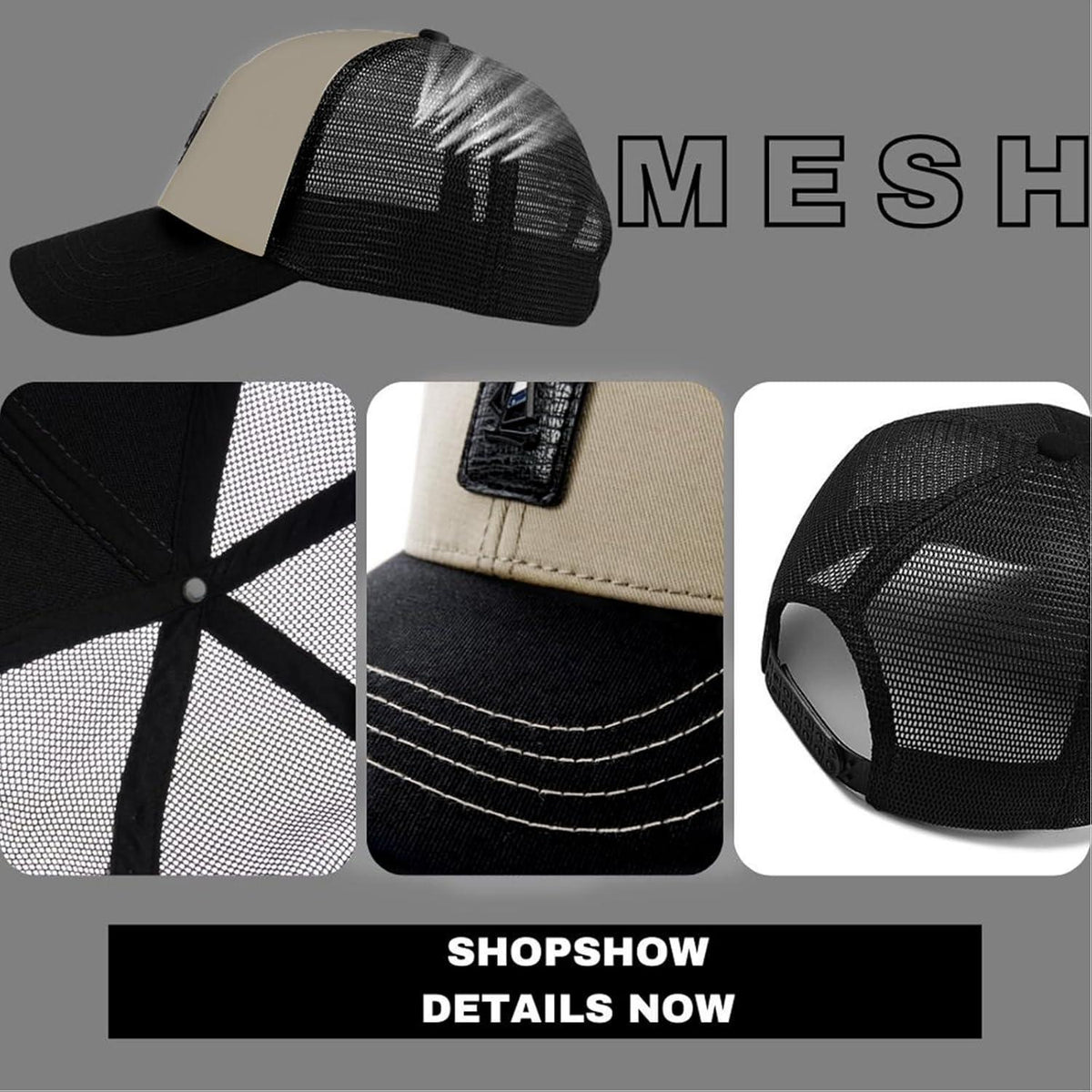 XXL Baseball Cap Herren Mesh Atmungsaktiv Verstellbar Khaki