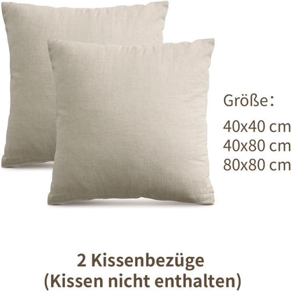 ATsense 2er Kissenbezug 60x60cm 100% Baumwolle Reißverschluss OEKO-TEX