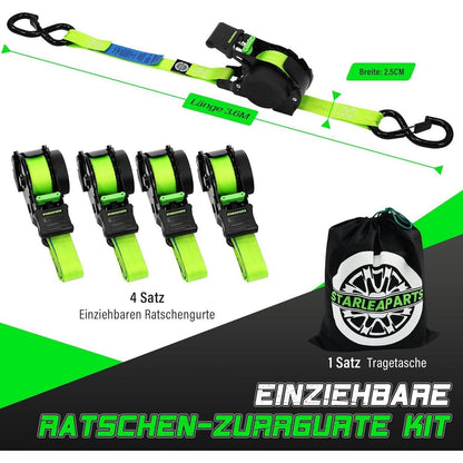 Automatischer Spanngurt-Set (4er) – 3,6m, 340KG, Grün