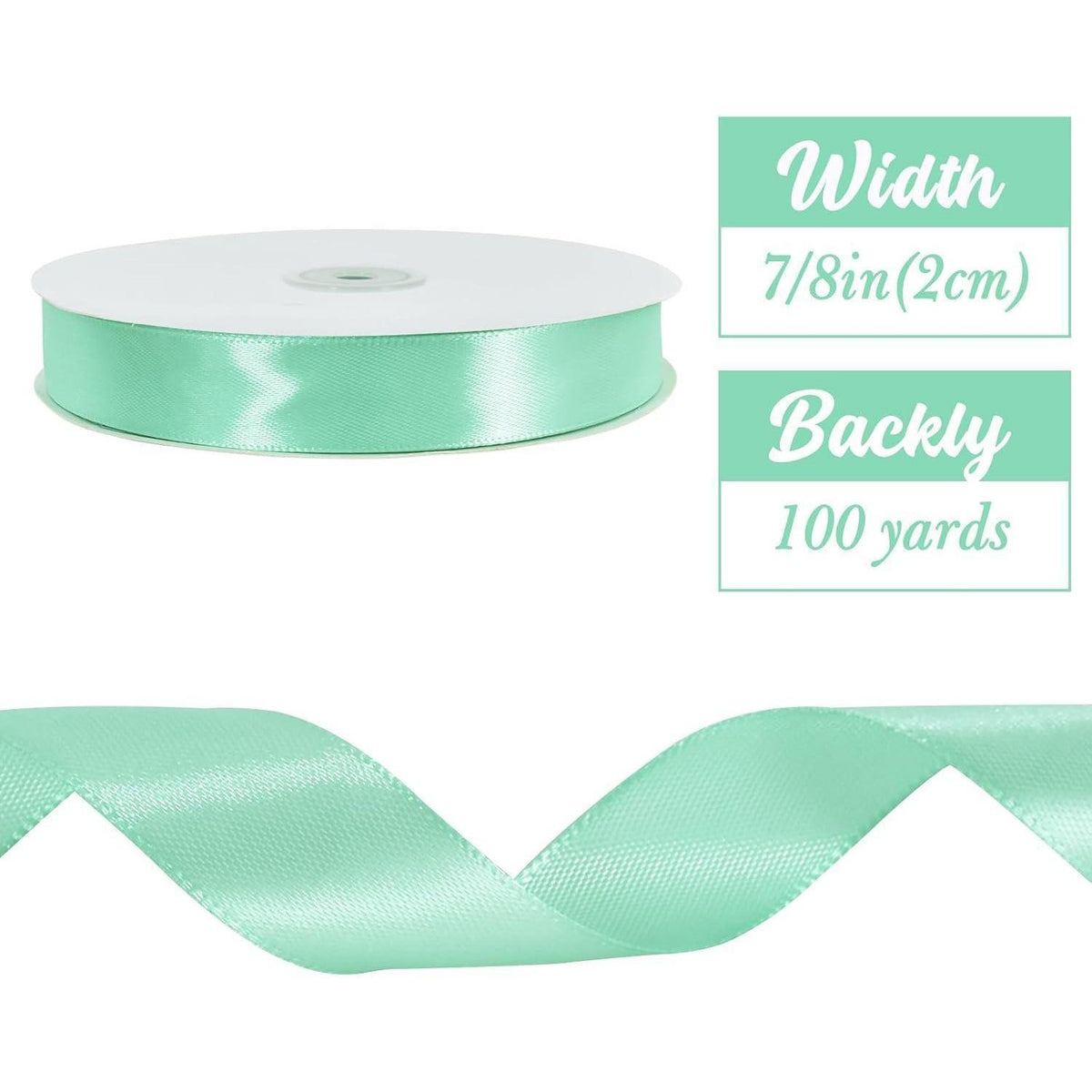 Satinband türkis, 2,2 cm x 91 m – Vielseitiges Dekorationsband