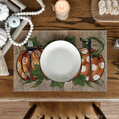 Artoid Mode Planken Herbst Kürbisse Platzsets 8er Set
