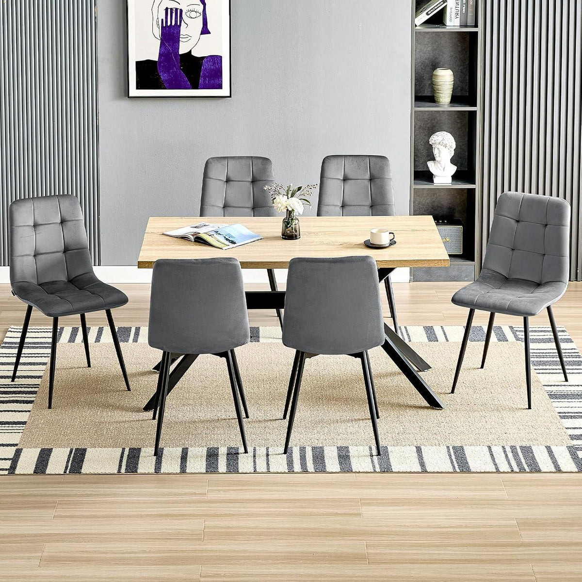 Esszimmerstühle 6er Set, Dunkelgrau, Gepolstert & Ergonomisch